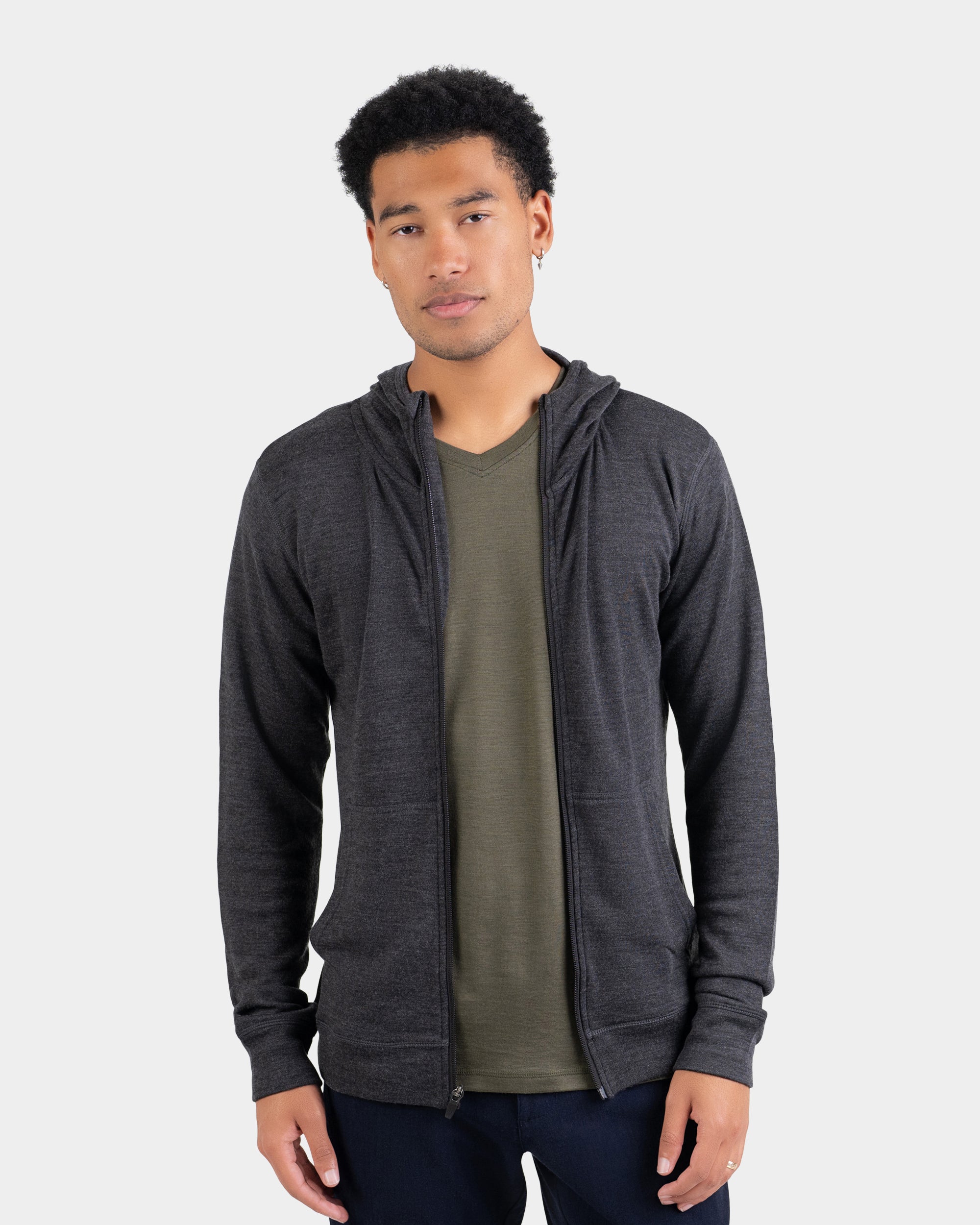 Men's Zipped Hoodie, Grey