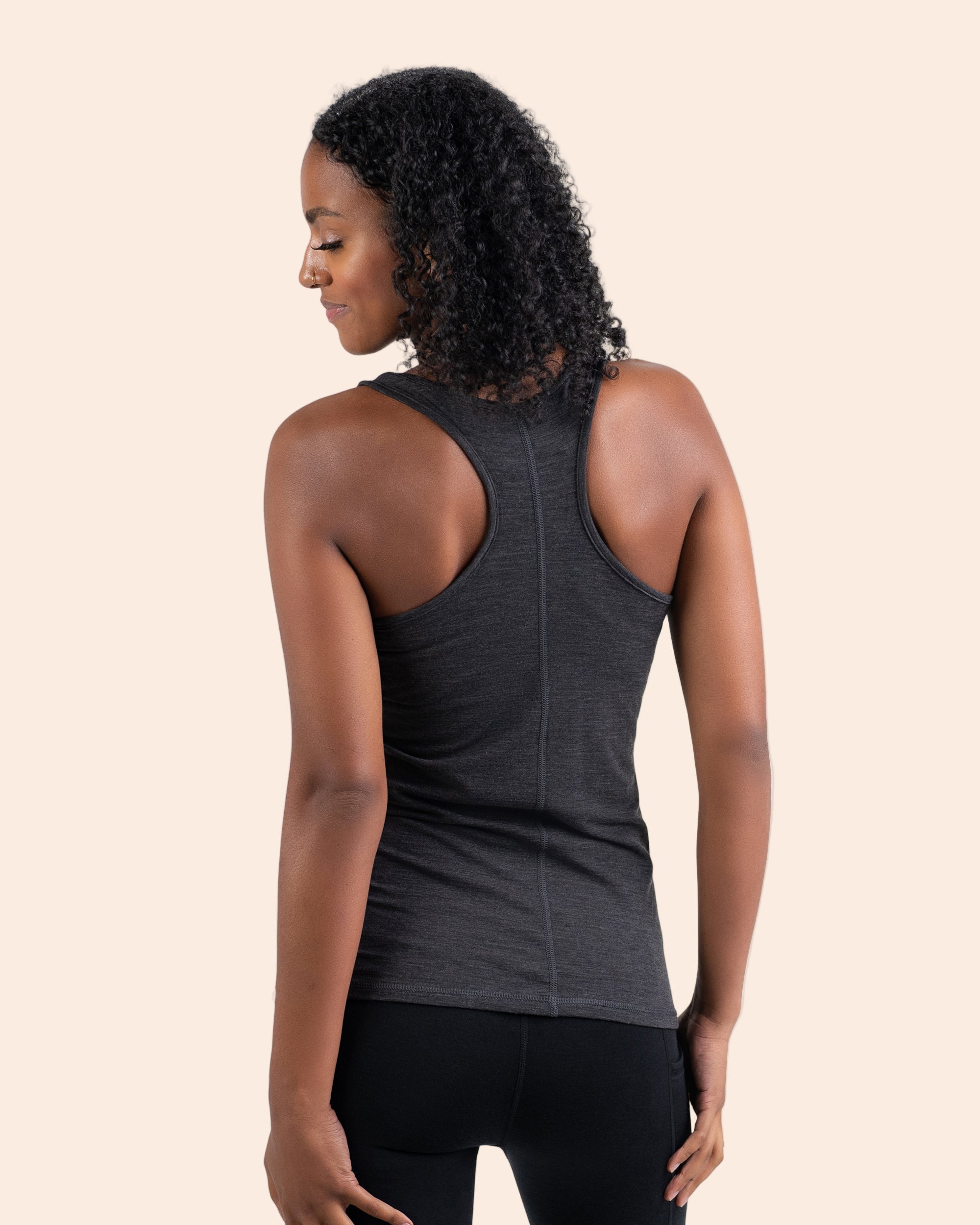 Womens Black Tank Top Front And Back