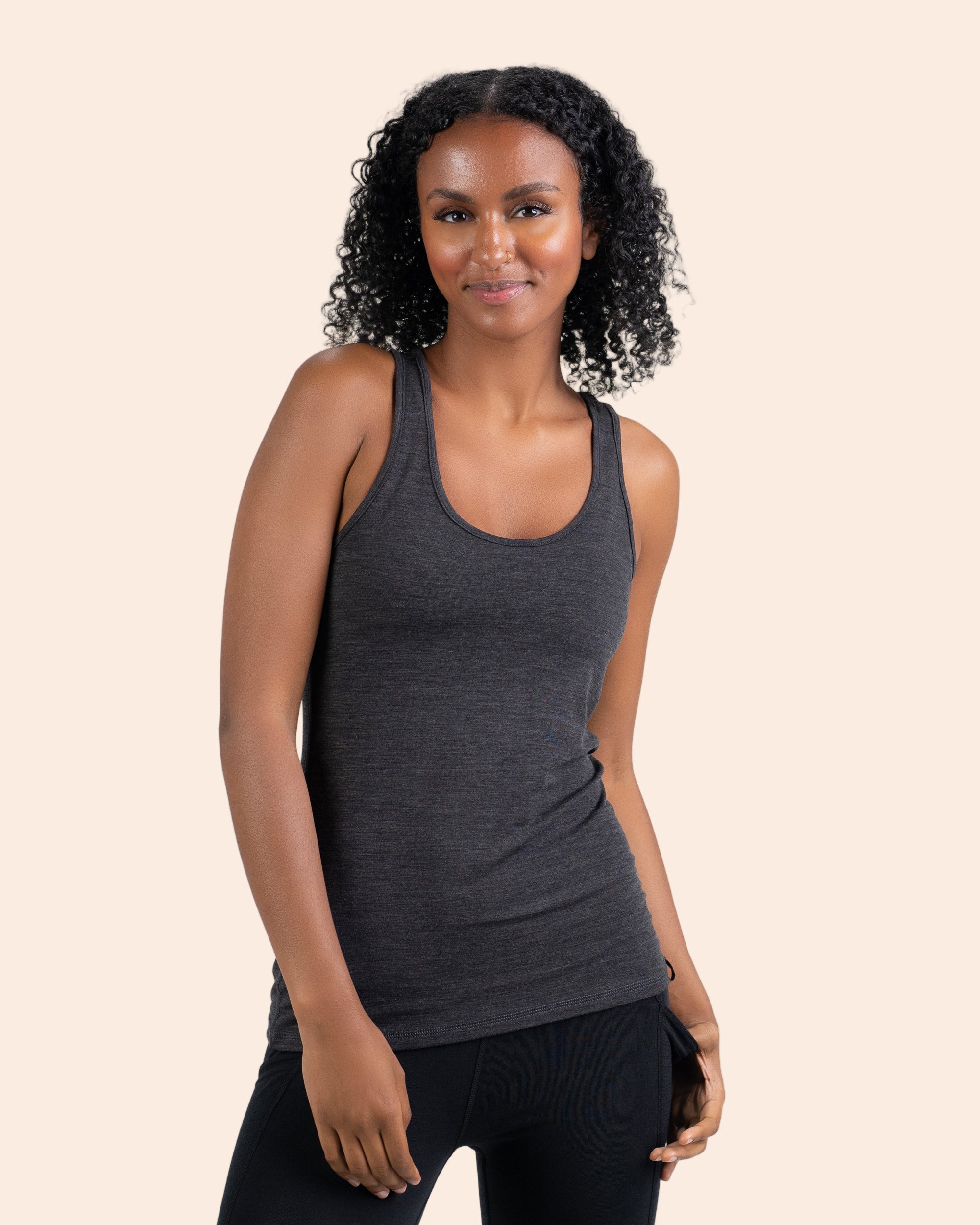 Womens Black Tank Top Front And Back