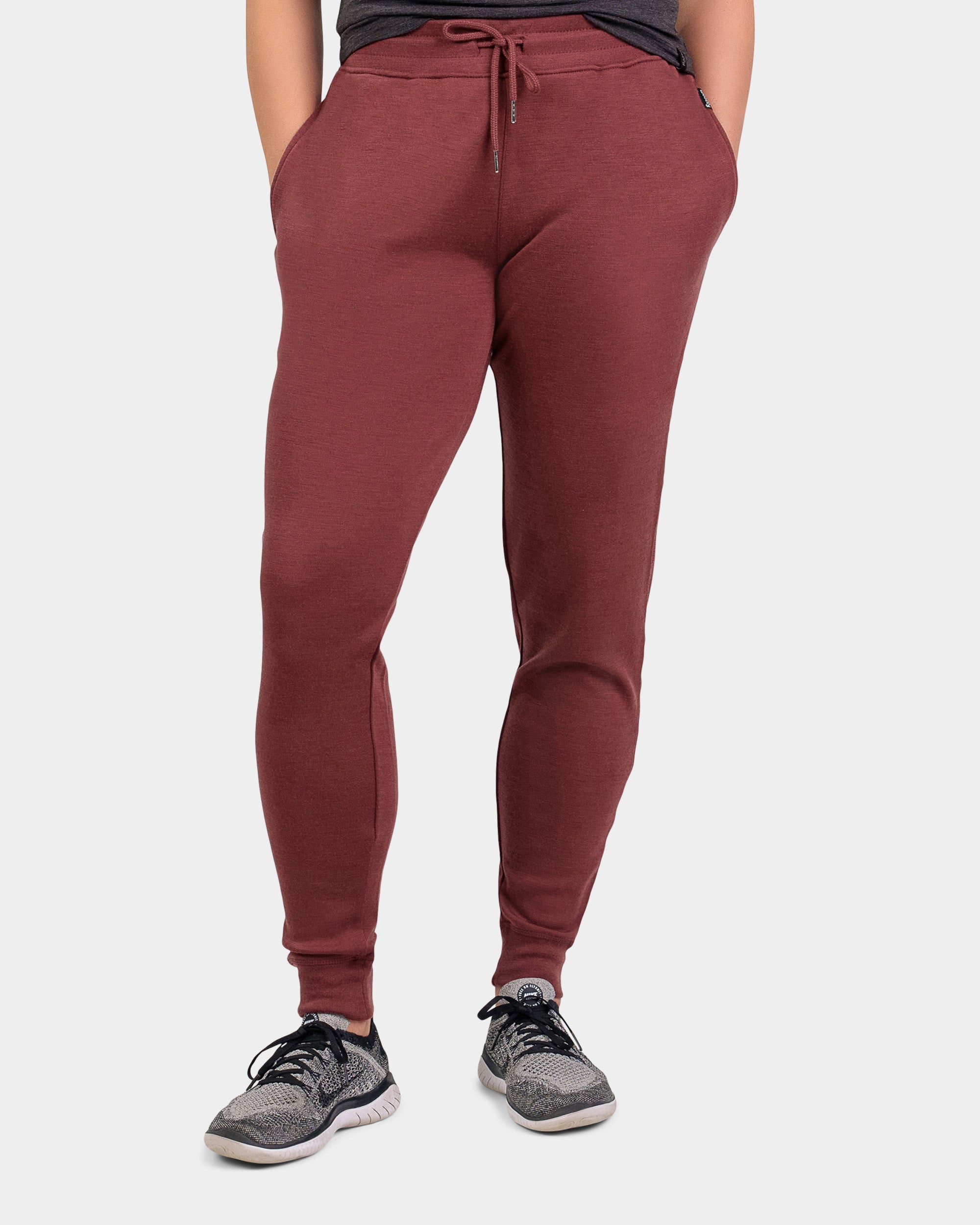 Dark Burgundy Mid Rise Joggers