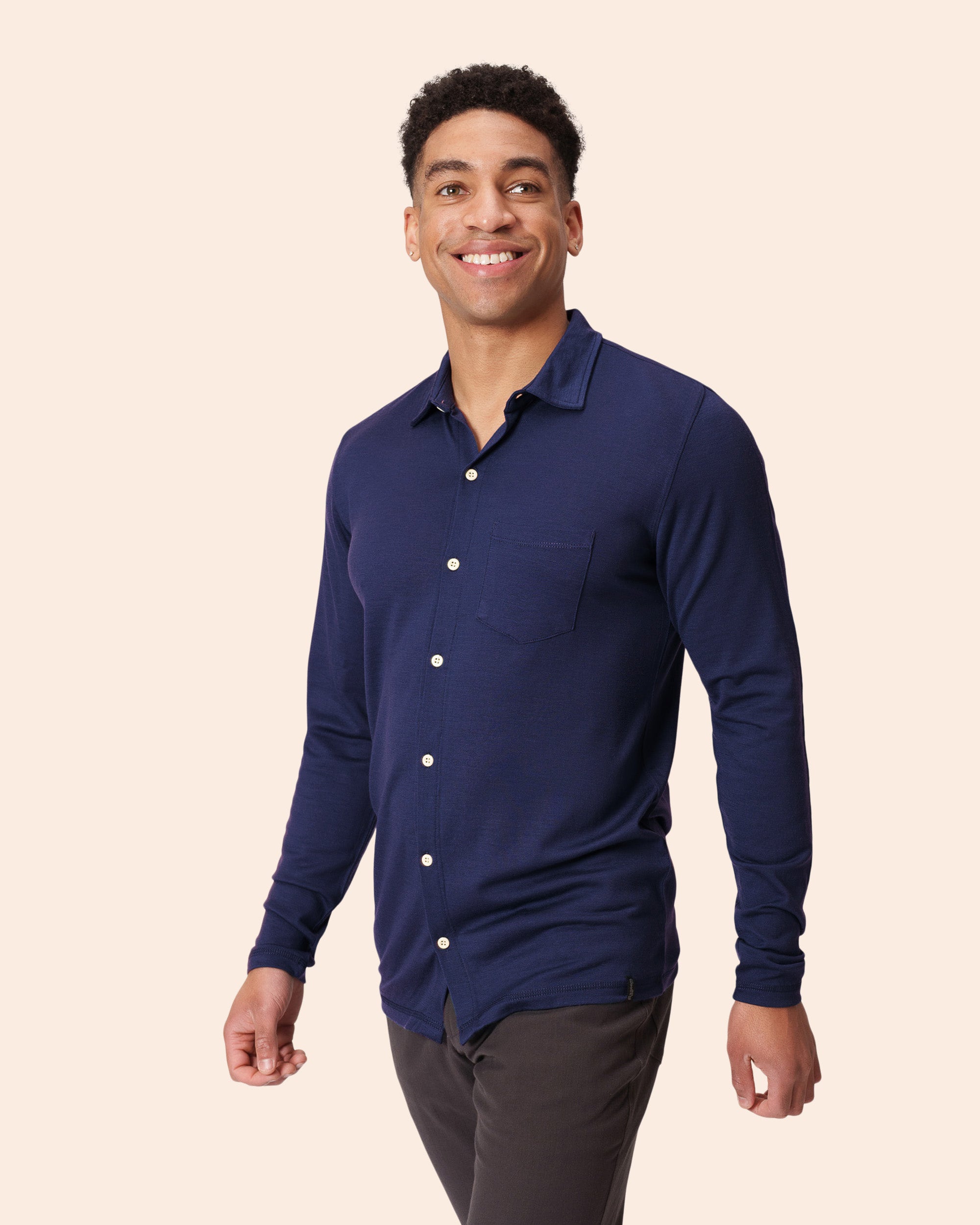 Men's Merino Wool Long Sleeve Button Up | X-Large | Loch