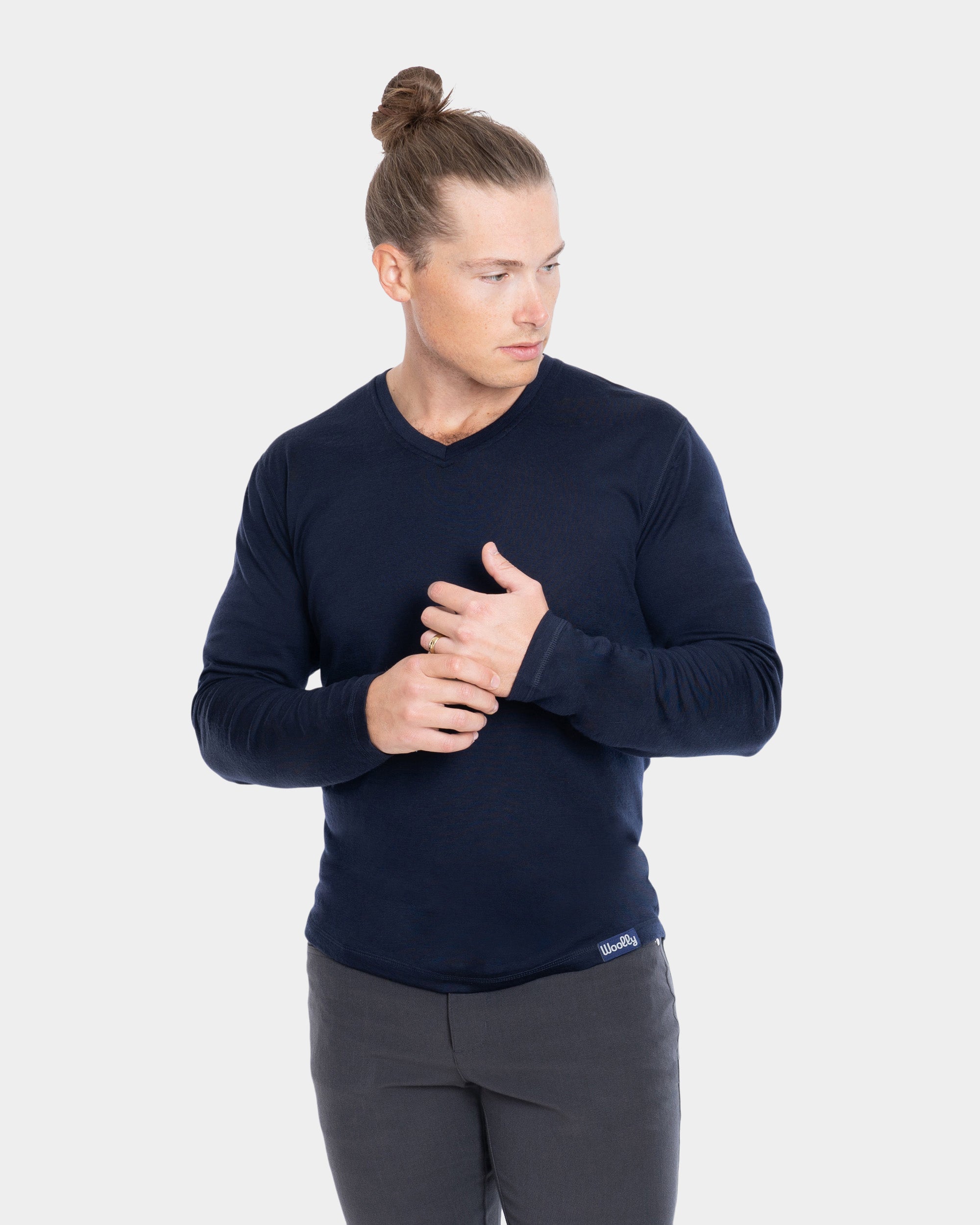 Woolly Clothing Co Men's 100% Merino Fleece Zip Hoodie - Weather-Resistant Panels, Black