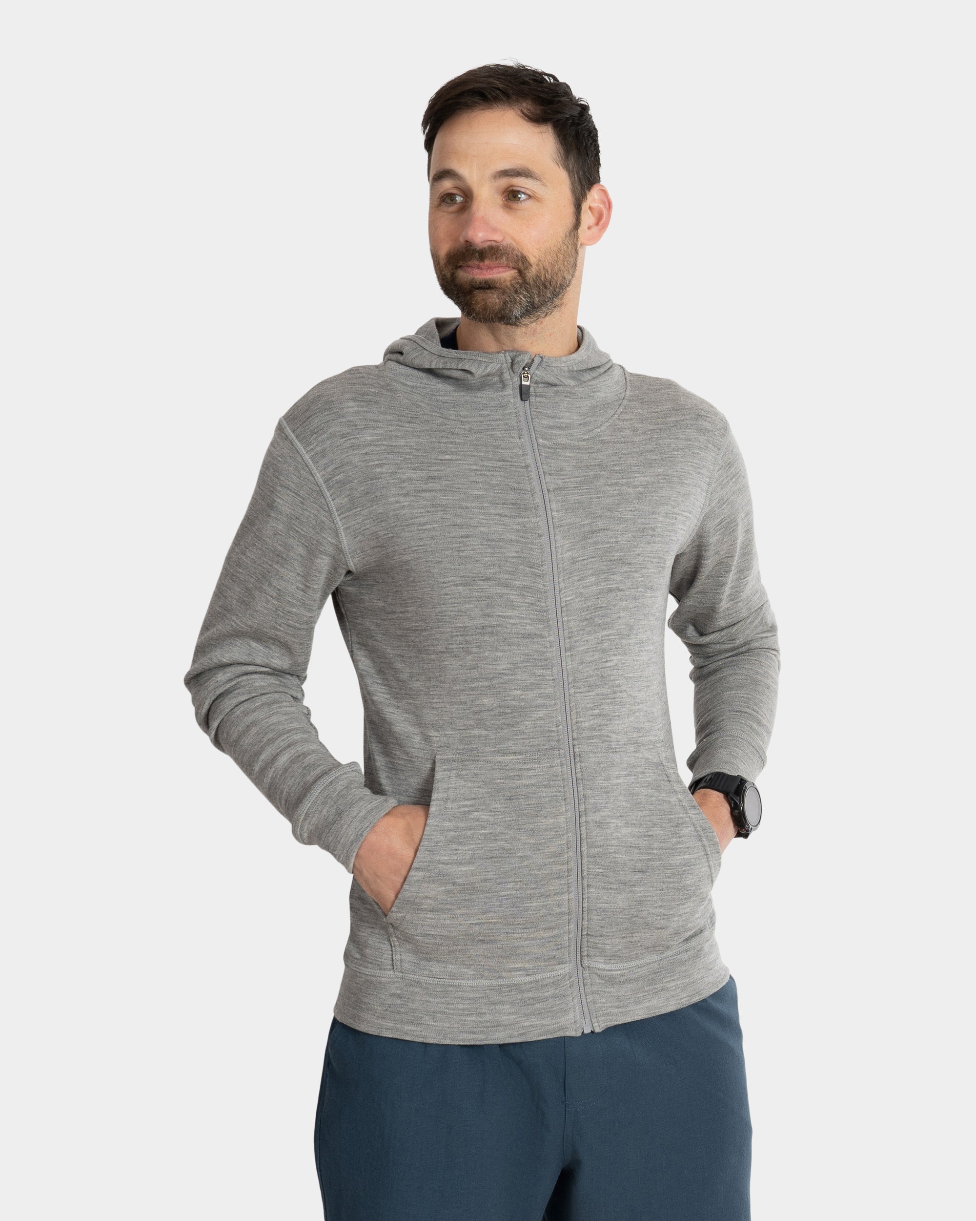Mens merino wool sales full zip hoodie